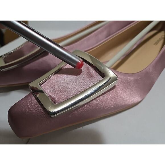 Metal Buckle Satin Low Heel (Lucia) C.Paravano Purple size W 9 - 9.5 - Picture 13 of 16